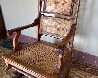 Vintage  Cane  Rocker  with adjustable lumbar support