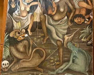 Unframed painting on canvas, signed