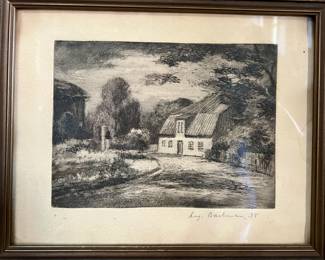 Framed etchings signed by artist