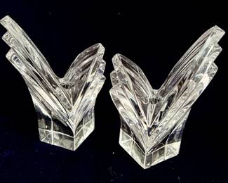 Mikasa Art Deco Lead Crystal Candle Holders