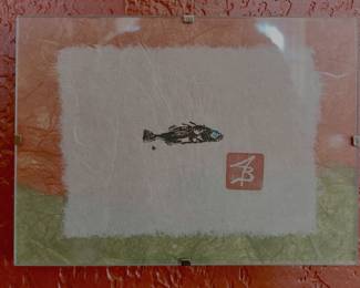 Small watercolor in glass frame