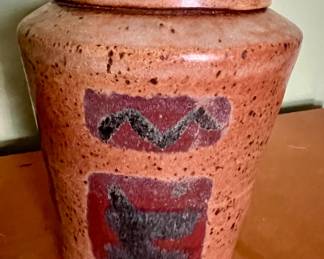 Handmade pottery urn signed by Kieran