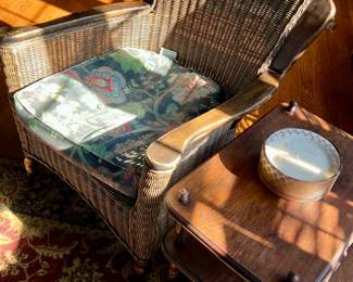 Rattan Side Chair and Side Table Shelf