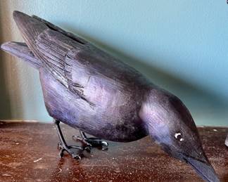 Clay sculpture "Crow" signed by R.J. Lavallee