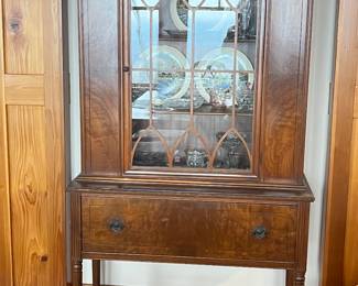 Vintage Burl walnut china cabinet.