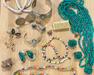 Vintage, sterling and costume jewelry, vintage coin cufflinks