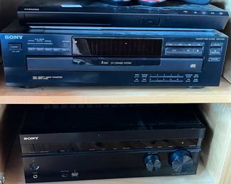 Samsung Blue Ray player, Sony High Density Linear Converter (compact dis player), Sony Master Volume(Multi Channel AV Receiver (STR-DH550)