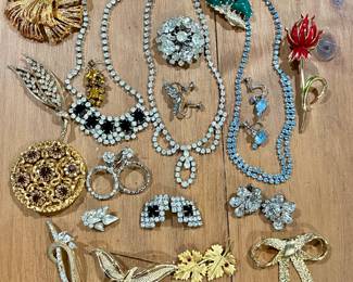 Vintage Rhinestone, brooches and earrings