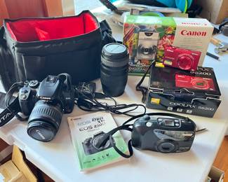 Cameras: Canon Rebel, Nikon Cool Pix, Canon Power Shot, Pentax