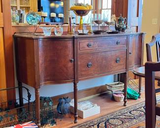 Burl walnut, serpentine sideboard
