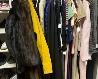 Overview of clothing and shoes sold during in person shopping hours only. Antique, vintage and current in various sizes. Shoes are size 7 -7.5.