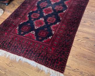 $680. Antique oriental carpet. Hand-knotted. 4' x 8'. Available for online purchase beginning Wednesday, January 22 starting at 7pm. All online purchases are final. Please see details on how to do it in our sale description.