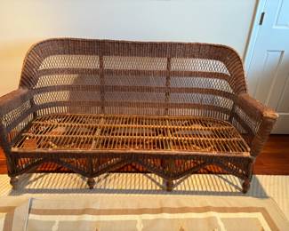 $140. Antique vintage sofa 66.5"w x 22.5" d x 36.5H. missing the antique cushion. Available for online purchase beginning Wednesday, January 22 starting at 7pm. All online purchases are final. Please see details on how to do it in our sale description.