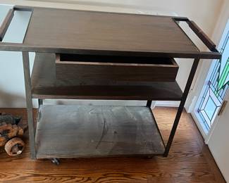 $120. Mid-century bar cart. 38.5" x 18.5"d x 30"h. Available for online purchase beginning Wednesday, January 22 starting at 7pm. All online purchases are final. Please see details on how to do it in our sale description.