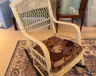 $70. Antique wicker rocking chair. 21"w x 18"d x 36"h. Available for online purchase beginning Wednesday, January 22 starting at 7pm. All online purchases are final. Please see details on how to do it in our sale description.