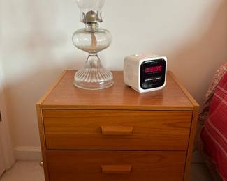 $30. Three drawer side table. 19.5" w x 16"d x 21.5"h Available during in-person shopping hours.