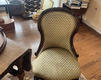 Antique wood frame chair. Available for online purchase beginning Wednesday, January 22 starting at 7pm. All online purchases are final. Please see details on how to do it in our sale description.