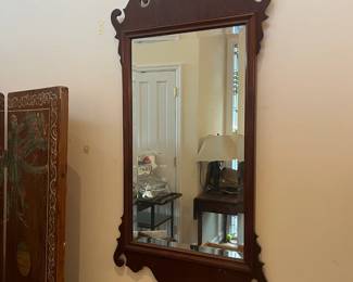 $380. Antique chippendale style mahogany mirror. 22"w x 40"h. Available for online purchase beginning Wednesday, January 22nd starting at 7pm. All online purchases are final. Please see details on how to do it in our sale description.