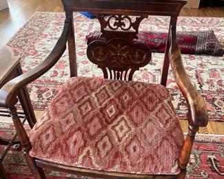 $240. Antique chair from the Maxwell estate. 24"w x 22"d x 33.5"h. Available for online purchase beginning Wednesday, January 22nd starting at 7pm. All online purchases are final. Please see details on how to do it in our sale description.