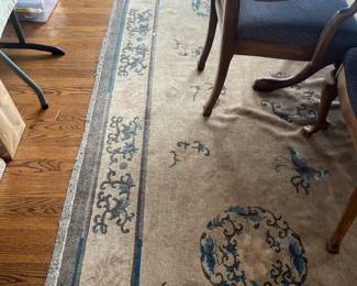 1200. Antique Chinese rug. 9' x 11' 8" For sale during in person shopping only.