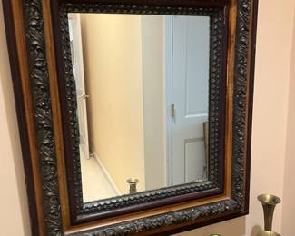 Wood carved mirror for sale during in-person shopping hours only.