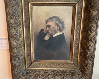 Antique English School oil portrait by Winsor & Newton, Ltd., London. in giltwood frame. For sale during in-person shopping hours only.