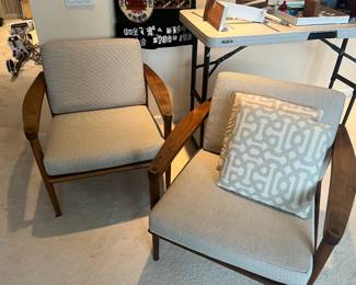 Pair of mid century chairs. 30"w x 30"d x 29"h. Available during in-person shopping only.