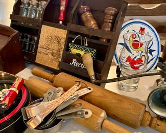 Measuring Cups, Rolling Pins, & Spice Rack