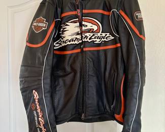 Harley Davidson Screaming Eagle Flame Racing Men’s Leather Jacket