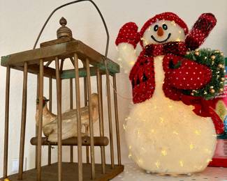 Fiberoptic Snowman and Recreative Birdcage