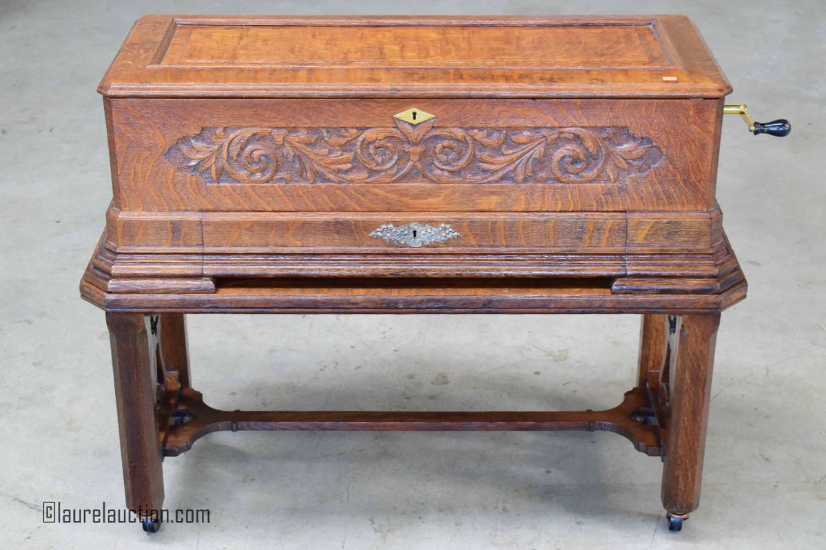 Mermod Freres Antique Oak Cased Music Box with 2 - 18" Cylinders