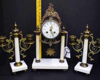 3 Piece French Clock and Garniture Set