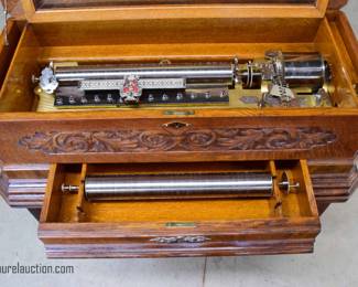 Mermod Freres Antique Oak Cased Music Box with 2 - 18" Cylinders