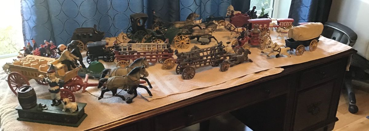 Cast Iron Toys.....Hubley Or Arcade? Some original and some repaint. Some reproductions
