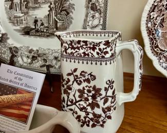 Brown Transferware Pitcher