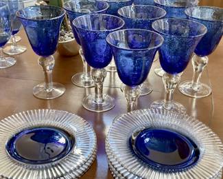 Cobalt Blue Blown Glass Stemware