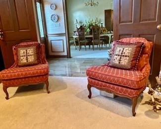 Pair French style 20th century Upholstered Chairs