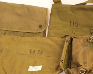  Lot 5x Green Canvas and Rubber Coated Bags chem bio mask