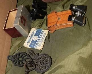 Vintage Iron Antiques Leather Purse ViewMaster Binoculars Case
