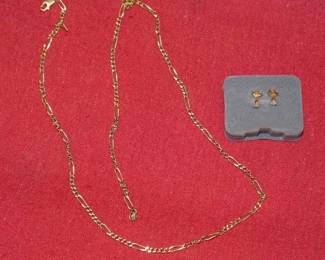 Gold Tone Necklace and ear rings