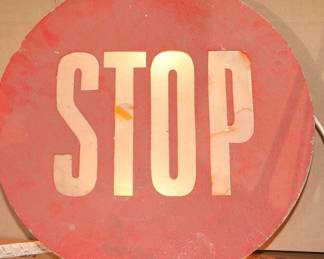  Vintage Wood Stop Sign Light Up