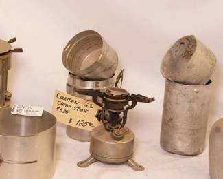 Lot 2x GI Coleman Military issue Camping Stoves One Canteen W/O Lid Three