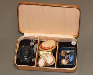 Cameos, Cameo Ear Rings, jewelry case