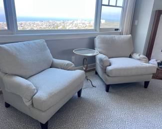 Boucle oversized textured easy chairs...relax and enjoy the view!