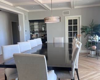 RESTORATION HARWARE LONG DINING TABLE WITH CHAIRS SET