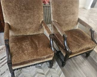 Custom Minton-Spidell crushed brown velvet Marlot Spindle Lounge Chairs....this brand can only be ordered by designers-not to the public! SO BUY THESE BEAUTIES HERE FROM US!!!