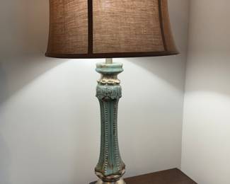 Set of 2 Turquoise Lamps with vertical beading