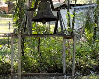 Old church and school bell l no cracks.. excellent condition. This balance stand will be offered as a bid item as of 10/07/25 through 10/26/25 . we will reveal the high bed Sunday if the reserve has been met at the opening of the sale..