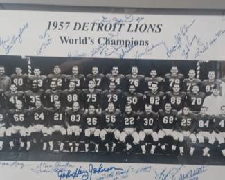 1957 detroit lions autograph 16x20 with many signatures