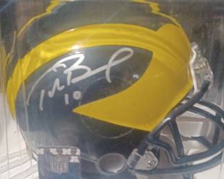 tom brady signed mini michigan helmet
